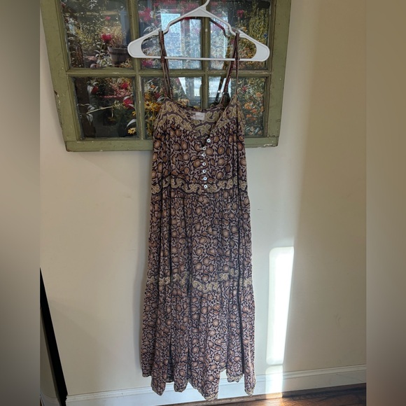Kinga Csilla Turner Floral Neroli Dress Brown Bohemian Cotton Size Small - Picture 3 of 5